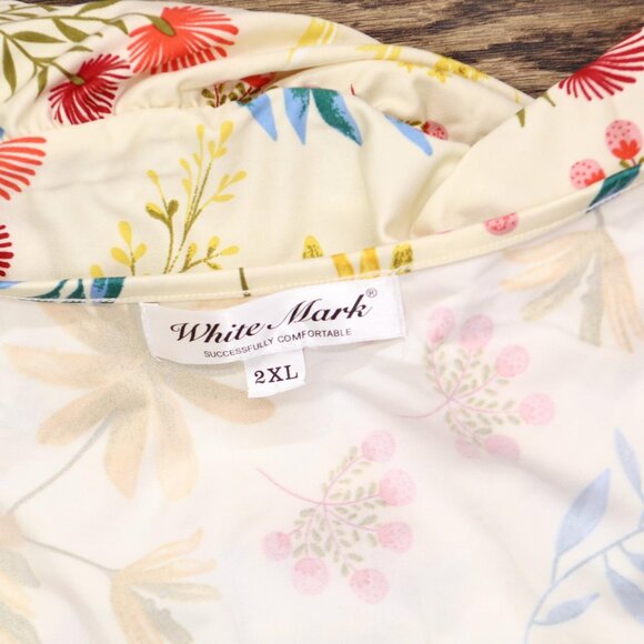 NEW White Mark Womens Knit Crochet Trim Midi Dress Cream Floral Off White 2XL - Picture 3 of 5